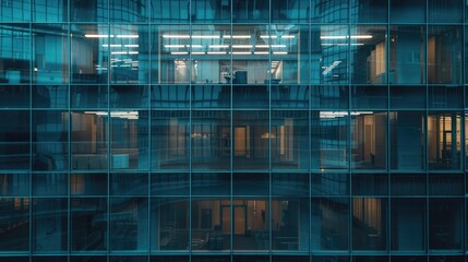 Glass Facade of an Office Building, Glass windows of office building, Generative AI