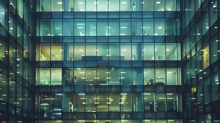 Glass Facade of an Office Building, Glass windows of office building, Generative AI