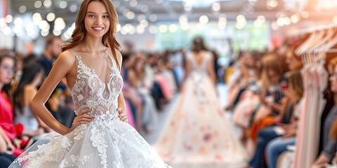 Naklejka premium photo of a fashion show, runway model in the latest designer trendy clothing