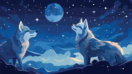 Wolf Pack Star Constellation illustration Vector .