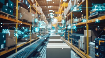 Futuristic Supply Warehouse: Modern Logistics Delivery Concept