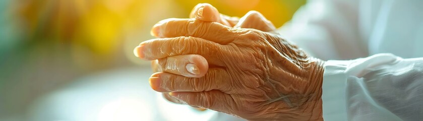 Detailed shot of a therapeutic hand massage being given to an elderly patient, relieving arthritis pain and improving circulation - obrazy, fototapety, plakaty