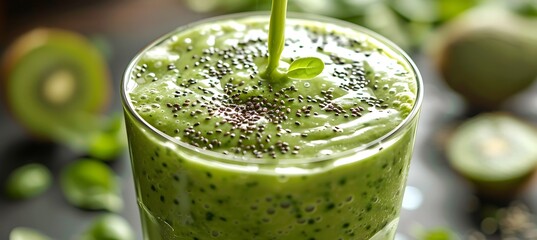 Detailed view of a smoothie being poured, rich in fiber and probiotics for digestive wellness
