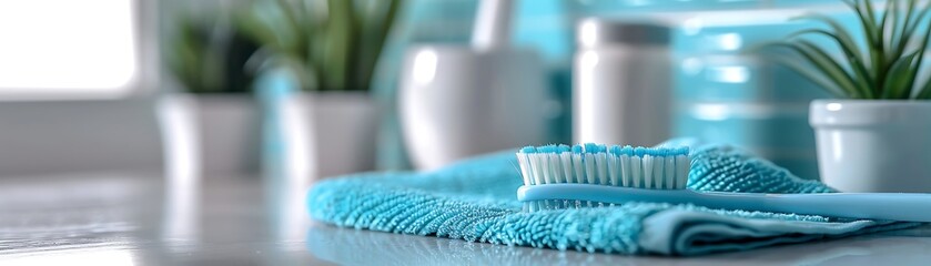 Detailed view of dental cleaning tools in use, emphasizing the importance of oral hygiene for health - obrazy, fototapety, plakaty
