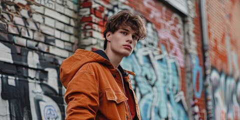 photo of young man in streetwear - generation z fashion and style in urban setting