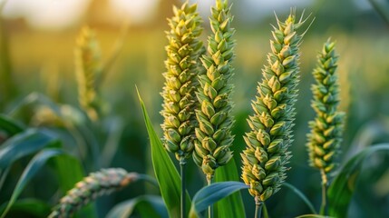 Thriving Wheat Field Showcasing Integrated Pest Management Strategies for Sustainable Agriculture