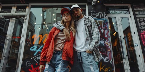 photo of young couple in streetwear