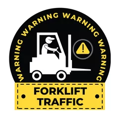 Fotobehang White Black Modern Warning Forklift Traffic Floor Decal © Trivvo Solutions