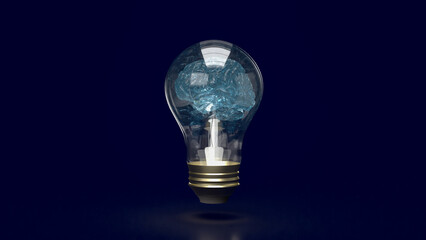 The Brain light bulb for education or creative inspiration concept 3d rendering.