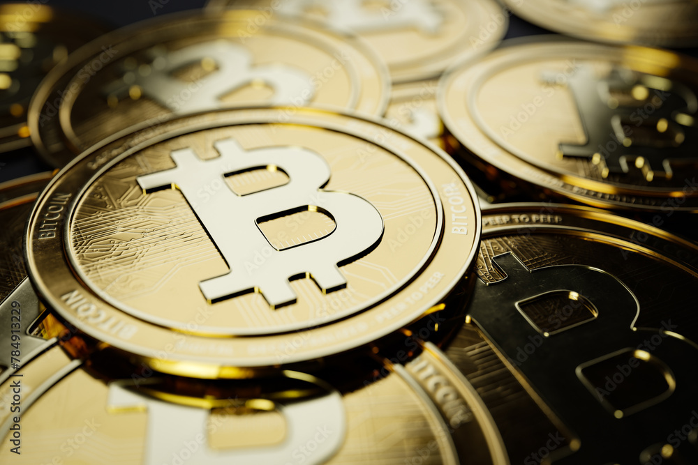 Poster crypto currency concept background. 3d rendering
