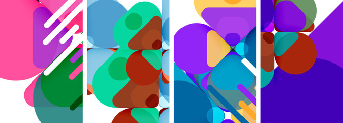 An array of vibrant circles, including electric blue and magenta, form a symmetrical pattern resembling an organism on a white background. The colorfulness and symmetry create an artful display