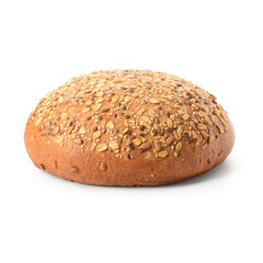 Tasty bread with seeds on white background