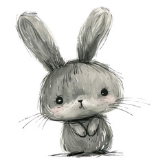 PNG Bunny in the style of frayed chalk doodle drawing rodent mammal
