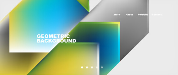 A geometric background filled with rectangles, triangles, circles, and electric blue hues. The symmetry creates a visually striking display, perfect for a brands facade or a digital display device