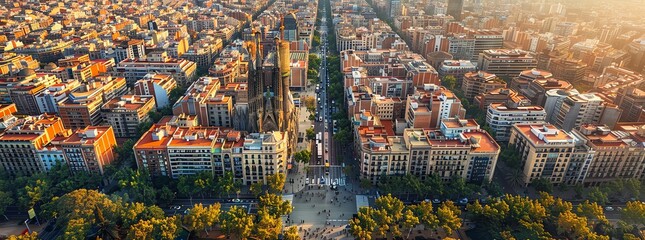 Highquality bird perspective photography of the city of Barcelona Attention to the details
