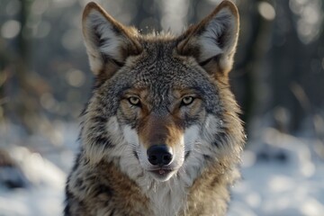 Naklejka na ściany i meble Close-up portrait of a gray wolf (Canis lupus)
