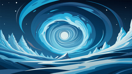 The frigid winds of Neptune give birth to a magnificent show of nature the icy vortex a swirling mass of frozen spirals that stretch for miles - obrazy, fototapety, plakaty