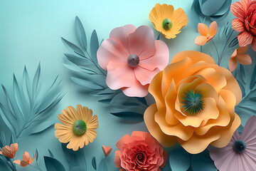 A vibrant and colorful digital illustration of a floral bouquet, perfect for spring and summer backgrounds and decorations.
