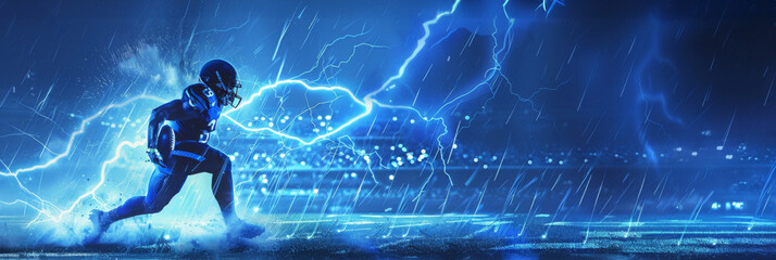 Electrifying American football Wallpaper with Dynamic Thunder and Copy Space - obrazy, fototapety, plakaty