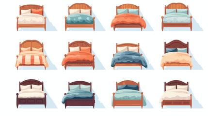 Wooden beds with different headboards cartoon vector