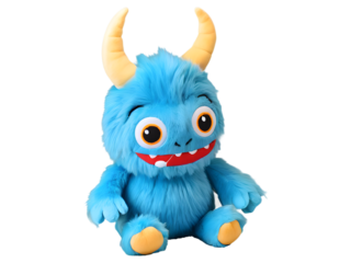 3d Funny cartoon illustration of cute monsters isolated on transparent background