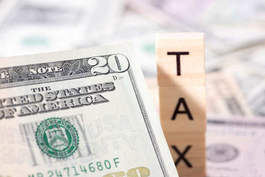 Dollar bills and taxes in America