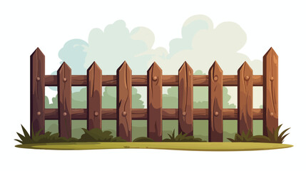 Wooden fence. 2d flat cartoon vactor illustration isolated
