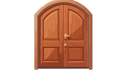 Wooden door with handle. Interior entrance doorway.