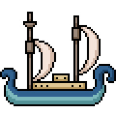 pixel art of ancient ship sail - 784926017