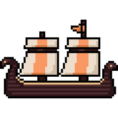 pixel art of ancient ship side - 784926028
