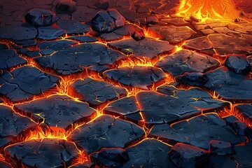 A lava floor texture of volcanic floor, 8bit RPG game style