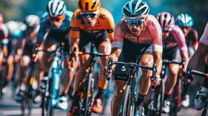 Cycling competition, cyclist athletes riding a race