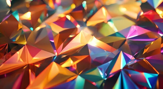 Geometric prisms reflecting and refracting light into a spectrum of colors
