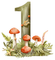 PNG The letter number 1 mushroom nature plant