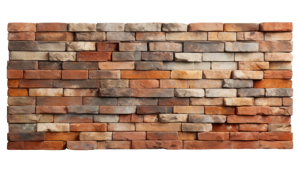 Brown brick wall isolated on transparent background