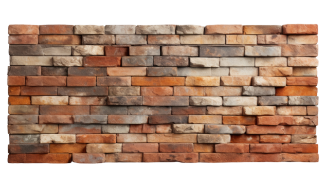 Brown brick wall isolated on transparent background