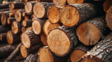 Log trunks pile,&nbsp;Wooden trunks pine,&nbsp;Logging timber wood industry