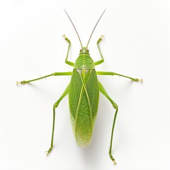 a Ant-loving Katydid on white Background, 
