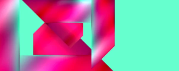 Keuken foto achterwand A vibrant and colorful image featuring a blurred pink triangle on an electric blue background, creating a mesmerizing contrast of tints and shades in shades of purple, pink, and magenta © antishock
