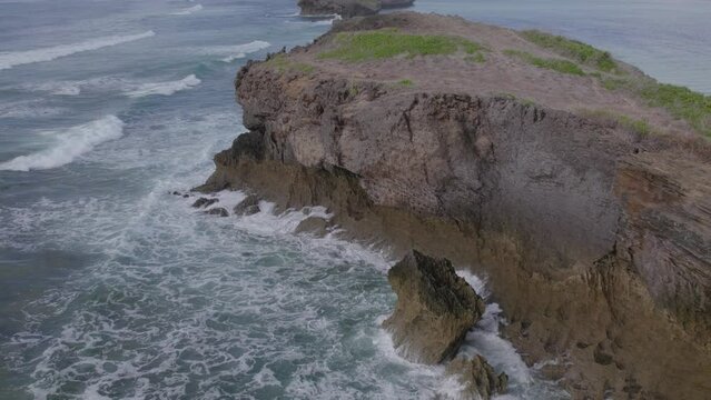 Drone shot revealing Island on Indian Ocean off the Kenyan coast
