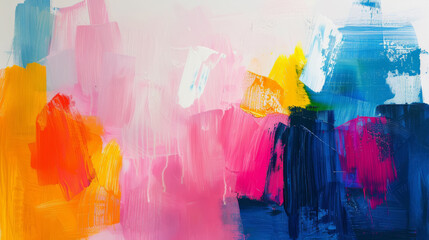 Soft pastel tones dominate this abstract canvas with broad strokes of pink, blue, and white, ai generated