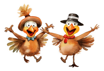 Obraz premium PNG Cartoon pumpkin bird anthropomorphic