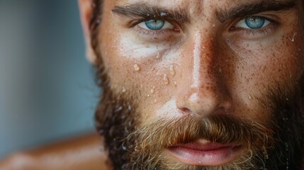 Obraz premium Man with beard and blue eyes