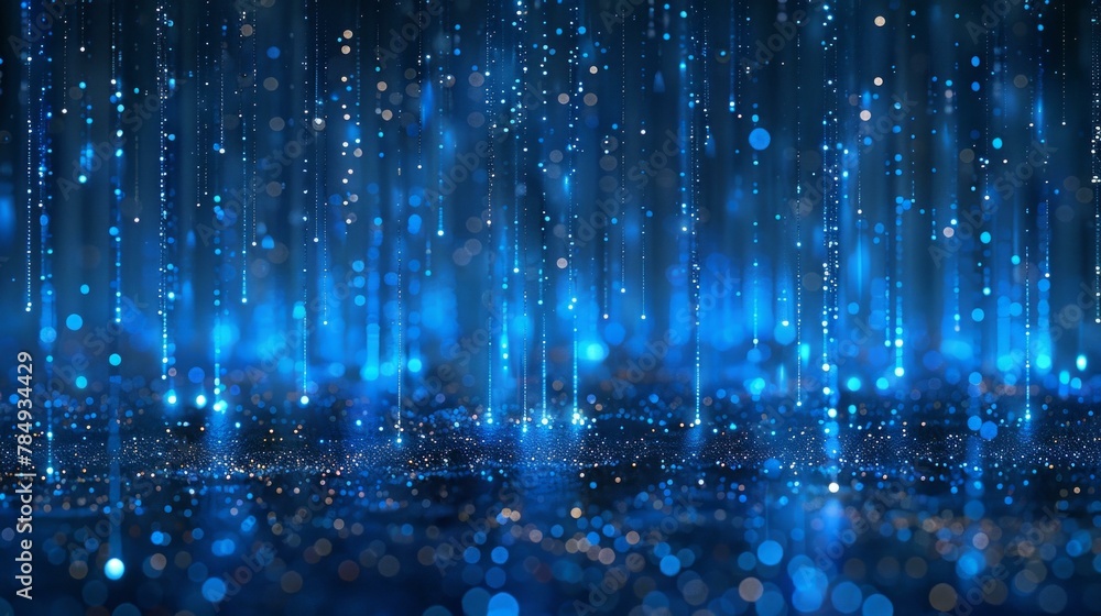 Poster blue digital technology canvas, dots and lines weave a tale of neural networks, cybersecurity, and d