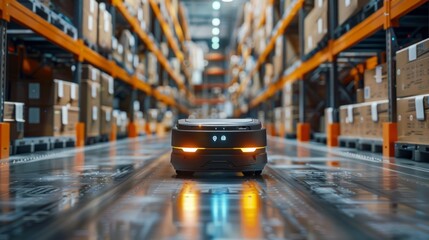 Automated guided vehicle navigating through a logistic center, AI Generative