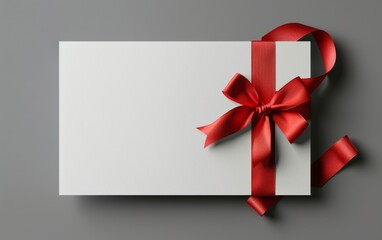 close up of a note card with ribbon bow on white background