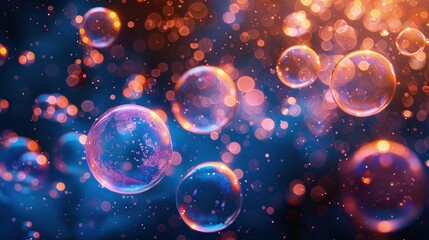 Colorful of soap bubbles floating with majestic, dramatic lighting