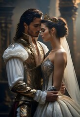 Beautiful and romantic medieval royal couple