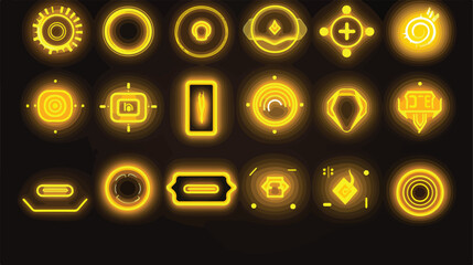 Yellow glowing neon ui ux icon. Glowing sign logo v - obrazy, fototapety, plakaty