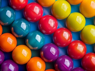 Produce a dynamic close-up shot of a series of balls, each representing a different emotion like joy, 